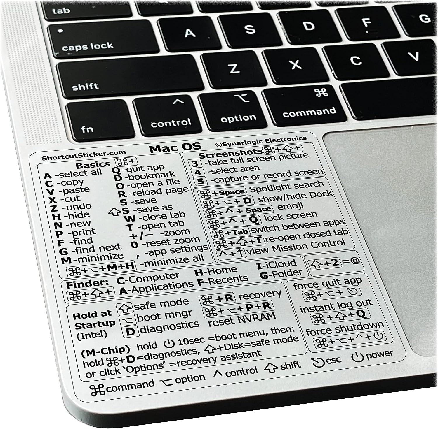 あなたのMac OSに欠かせないショートカットステッカーは、必要なキーボードショートカットを正確かつ網羅的にリストアップしたものです。このステッカーには、MontereyやBig Surを含むすべてのMac OS用ショートカットが記載されており、Macbookの隅に簡単に貼り付けられるため、すぐに見下ろして確認できます。Macbookの使い方を学びたい初心者や、主要なショートカットを指先で素早く確認して時間を節約したい方に最適です。SYNERLOGICがデザインしたこのステッカーは、軍用グレードの防水ビニールで作られており、ショートカットの印刷物よりも耐久性があり、便利です。