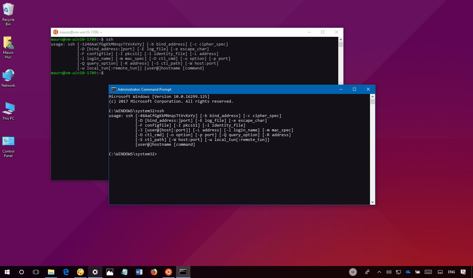 OpenSSH client on Windows 10